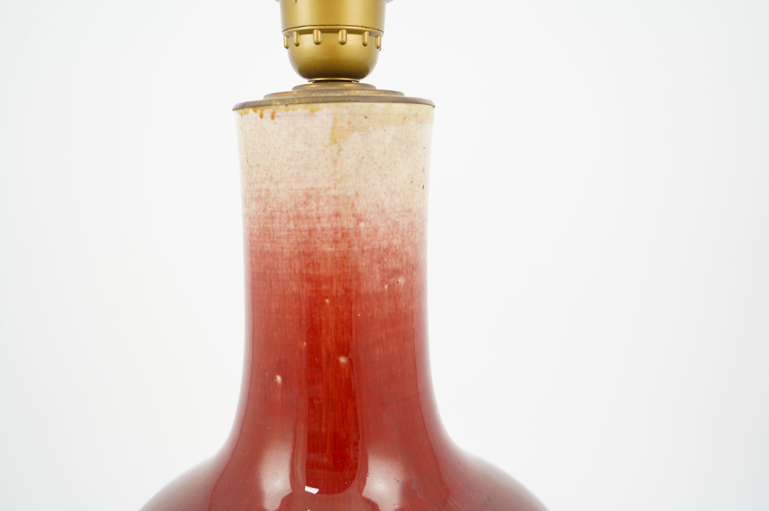 A Chinese Langyao bottle vase, 18th century, mounted as a lamp